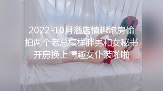 2022-10月酒店情趣炮房偷拍两个老总模样胖男和女秘书开房换上情趣女仆装啪啪